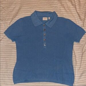 Cyrus Blue Polo Shirt with Button Detail
